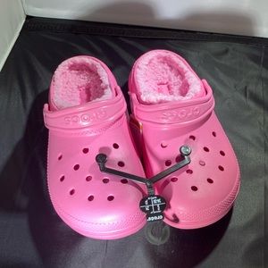 Pink Fur Lined CROCS, size c 11-BNWT